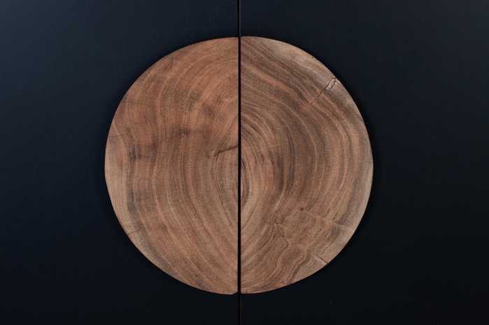 GINER Y COLOMER Aparador en bois d'acacia avec 4 portes, Naturel et noir